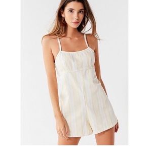 Urban Outfitters yellow and white striped romper